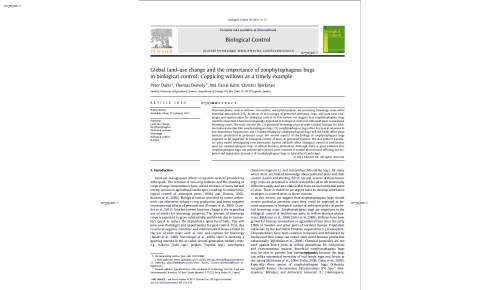 Global land-use change and the importance of zoophytophagous bugs in biological control: Coppicing willows as a timely example